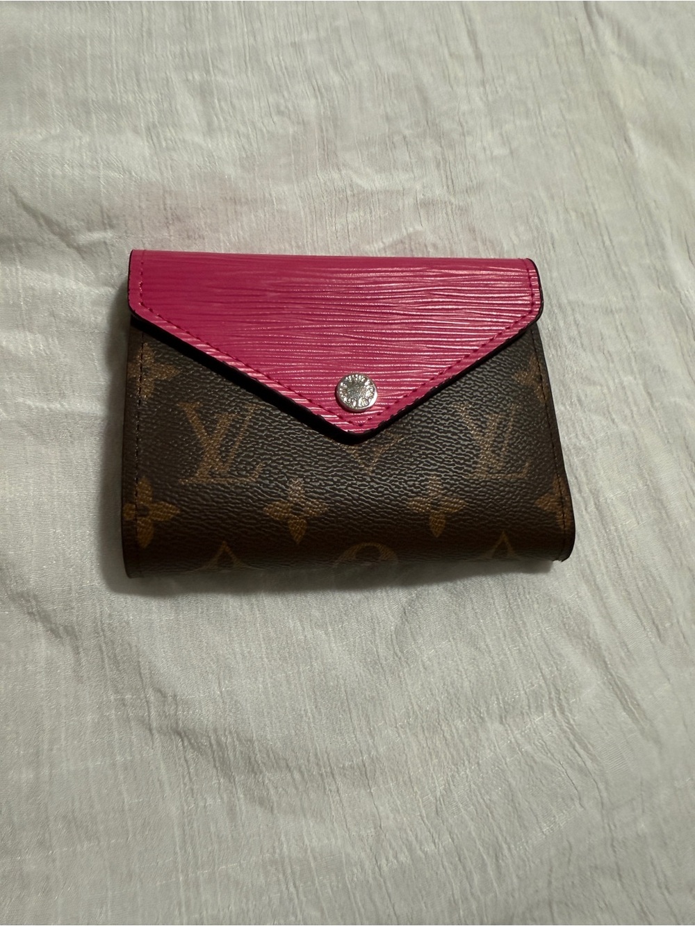 Brown Monogram Wallet with Pink Epi Flap